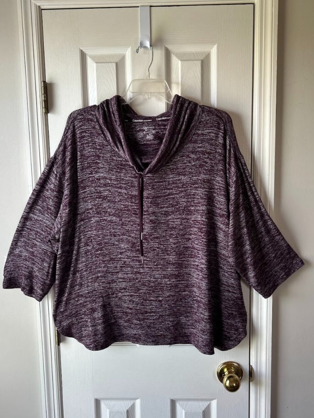 Calvin Klein Women's Performance Stretch Cowl Neck Hoodie Sweatshirt Purple 3X